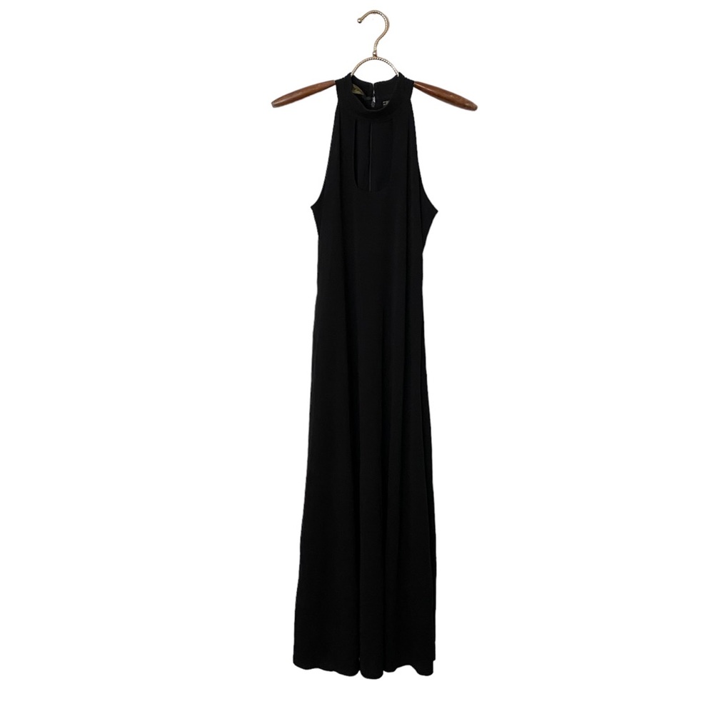 Dana Buchman Keyhole Front Halter Top Full Length Black Maxi Dress